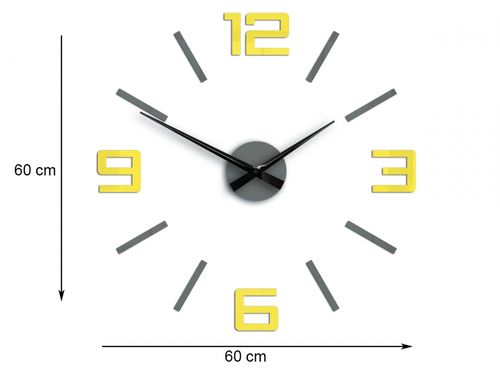 ModernClock 3D nalepovací hodiny Reden šedo-žluté