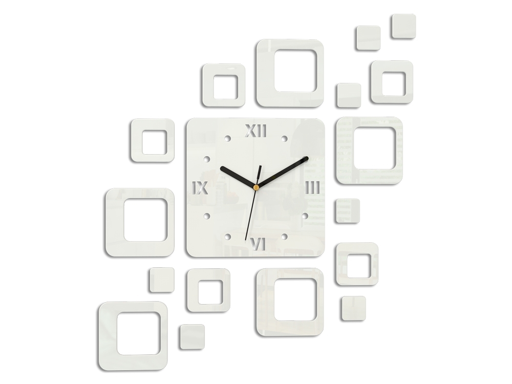 ModernClock 3D nalepovací hodiny Roman Quadrat bílé