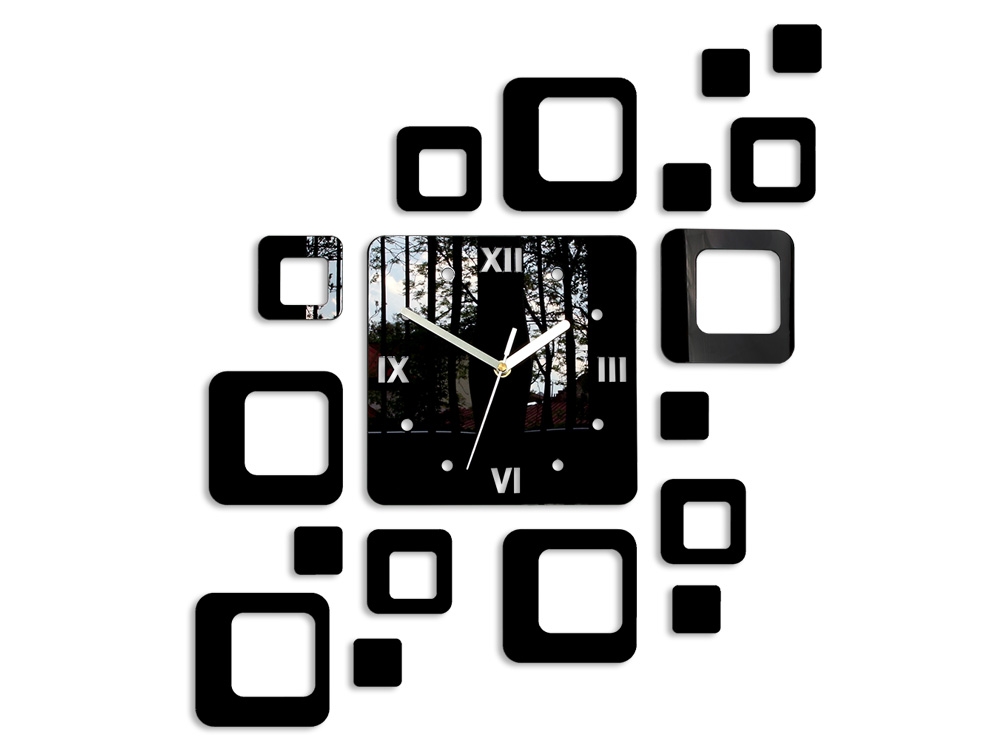 ModernClock 3D nalepovací hodiny Roman Quadrat černé