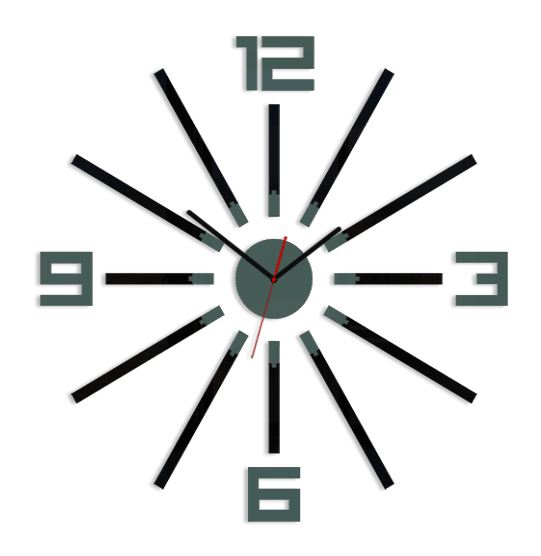 ModernClock 3D nalepovací hodiny Sheen černo-šedé