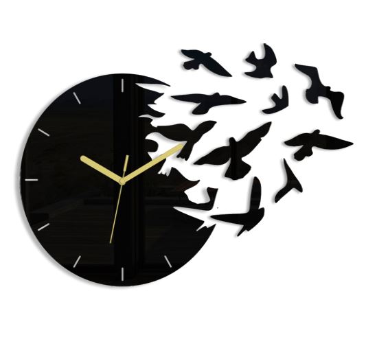 ModernClock 3D nalepovací hodiny Swallows černé