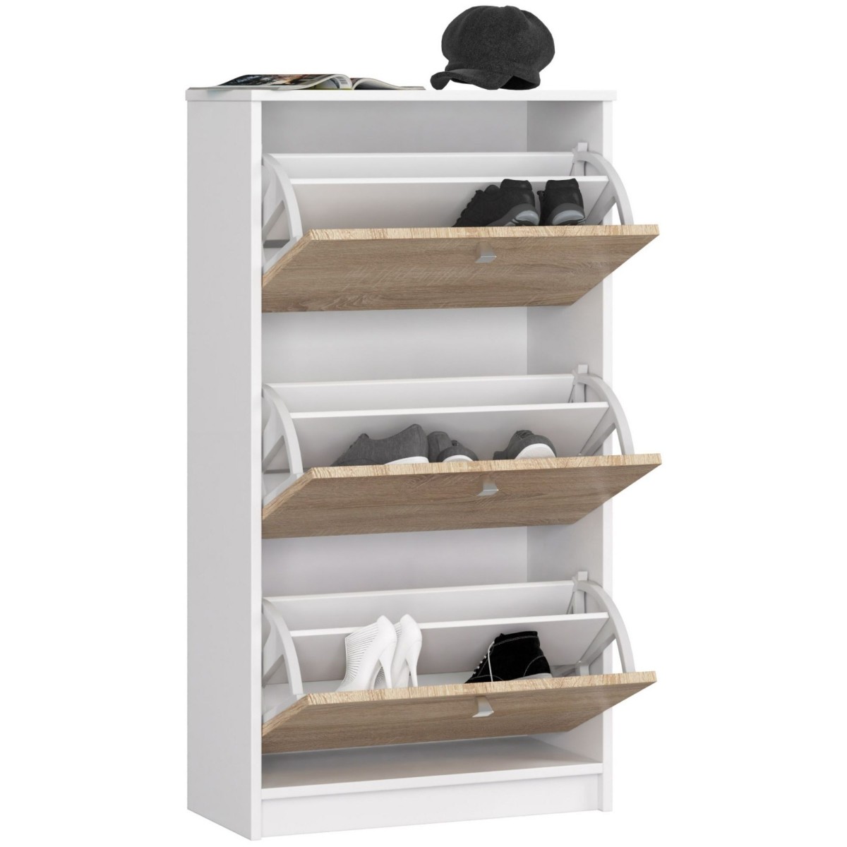 Ak furniture Botník Kara 60 cm dub sonoma/bílý