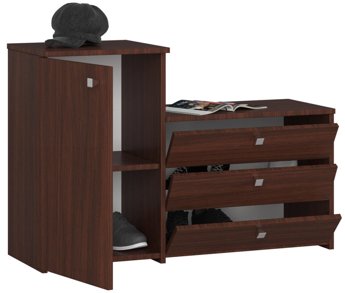 Ak furniture Botník s komodou S16 wenge