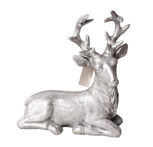 Mondex Figurka ležící jelen SANTA LILA stříbrná
