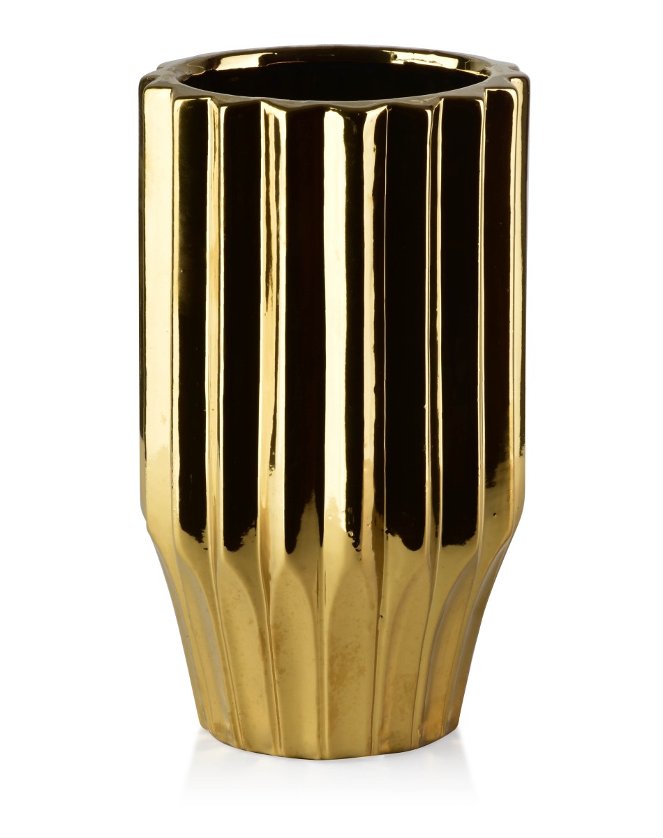 Mondex Keramická váza YVONNE 24,5 cm zlatá