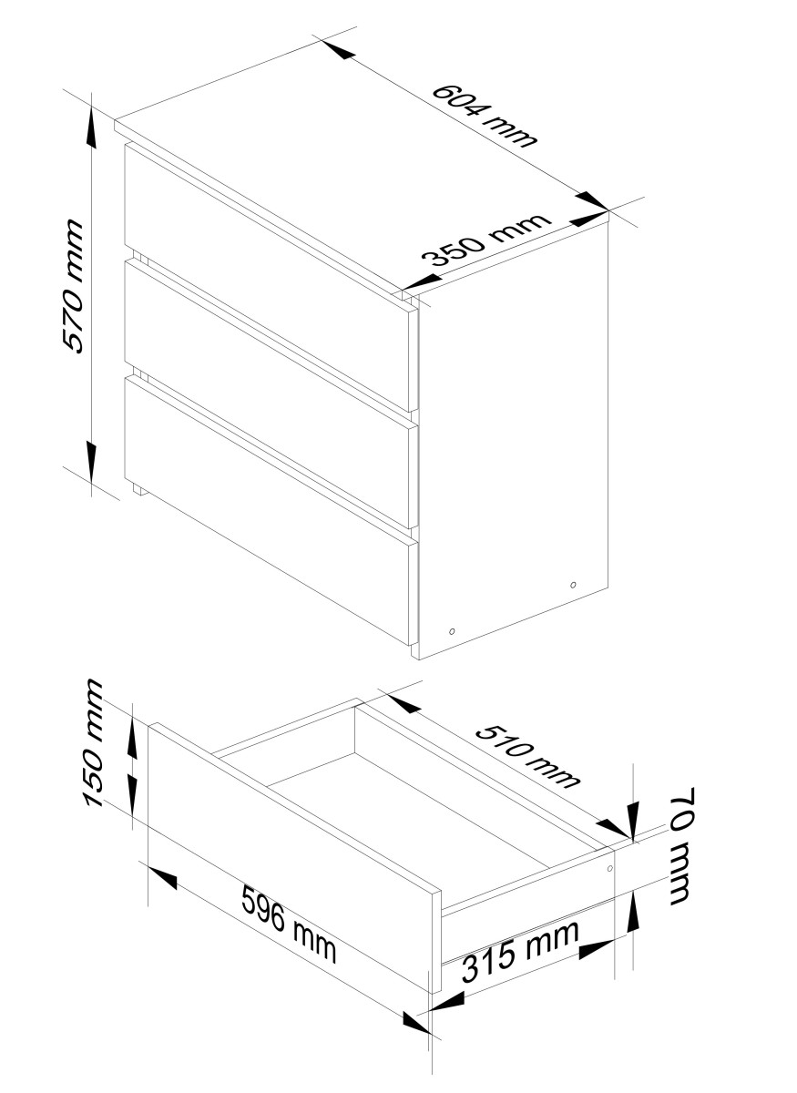 Ak furniture Komoda CL3 60 cm dub artisan/bílá