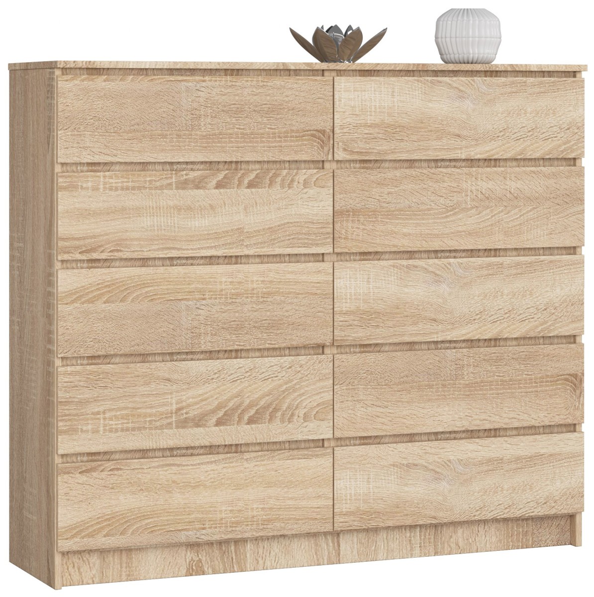 Ak furniture Komoda Kuba 140 cm 10 šuplíků dub sonoma