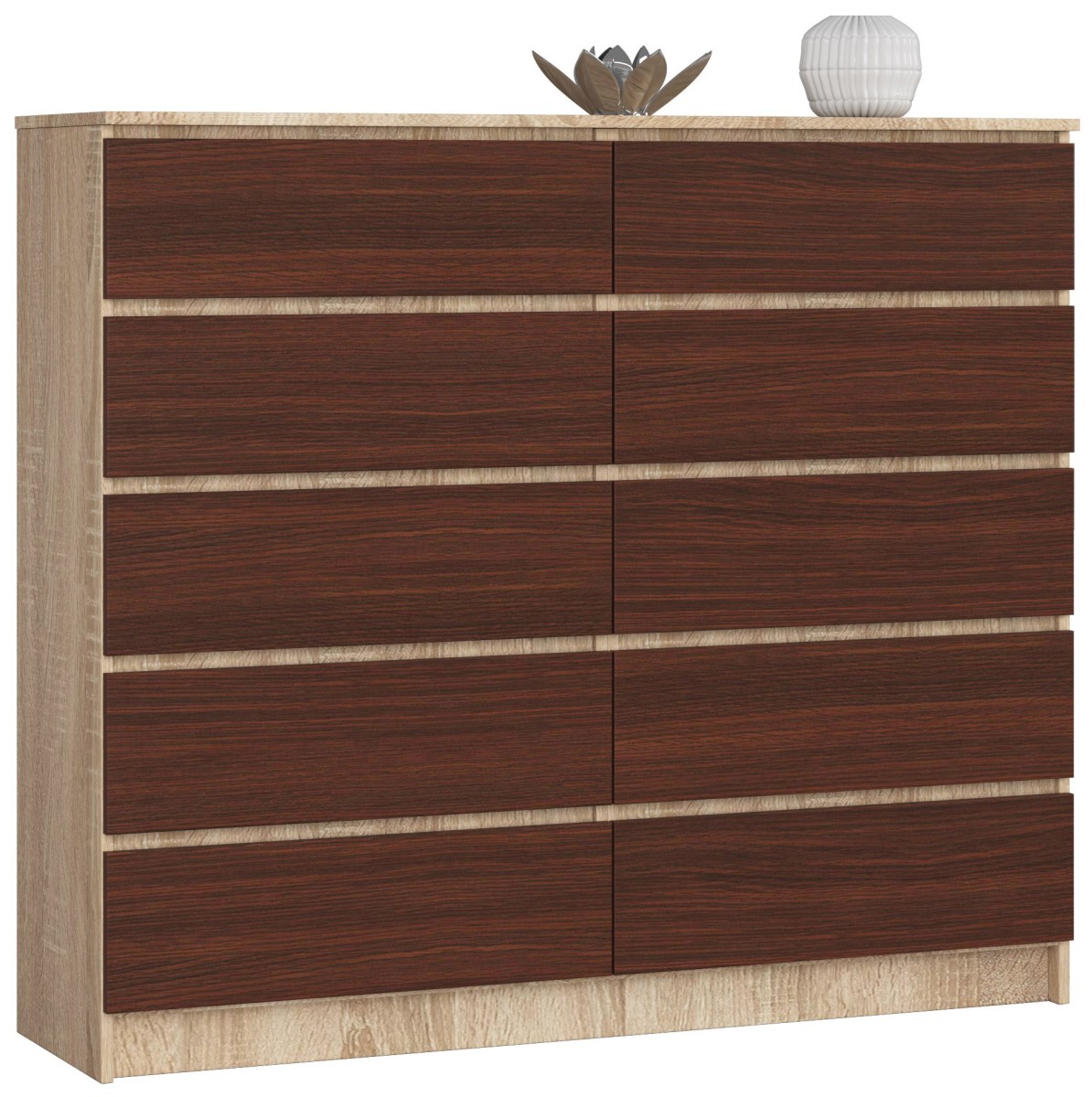 Ak furniture Komoda Kuba 140 cm 10 šuplíků dub sonoma/wenge