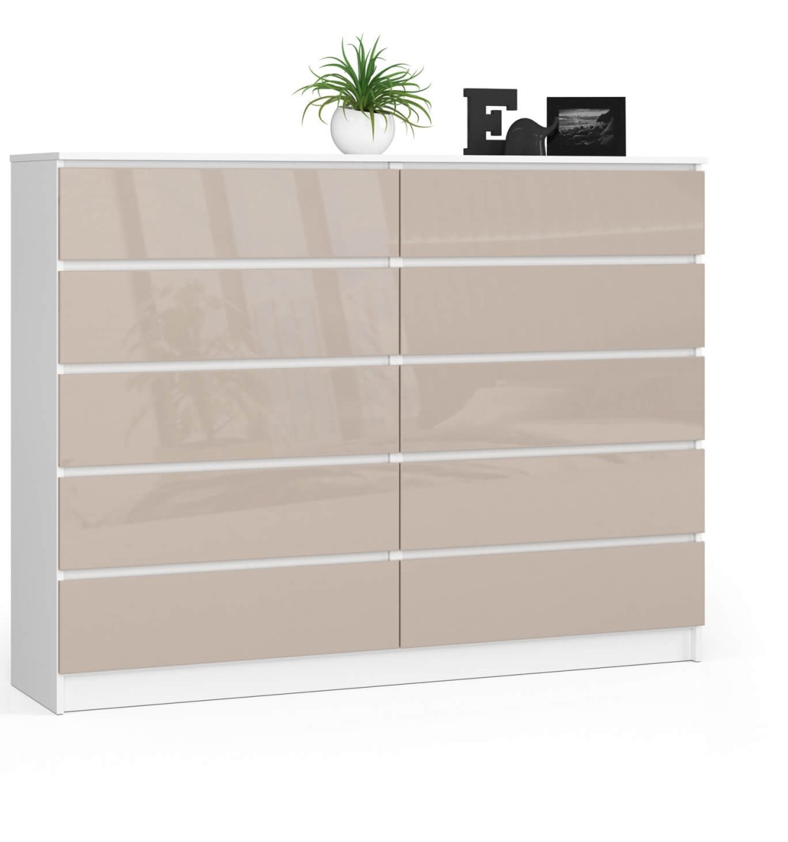 Ak furniture Komoda Kuba 160 cm 10 šuplíků bílá/cappuccino