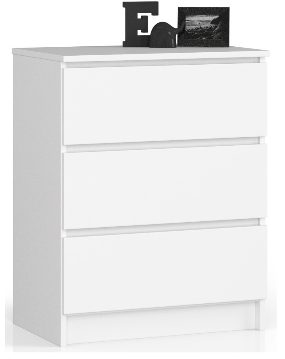 Ak furniture Komoda Kuba 60 cm - 3 šuplíky bílá