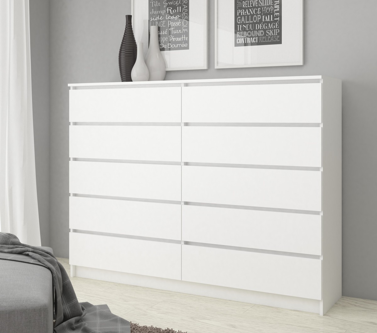 Ak furniture Komoda Rollo K 160,4 cm bílá matná