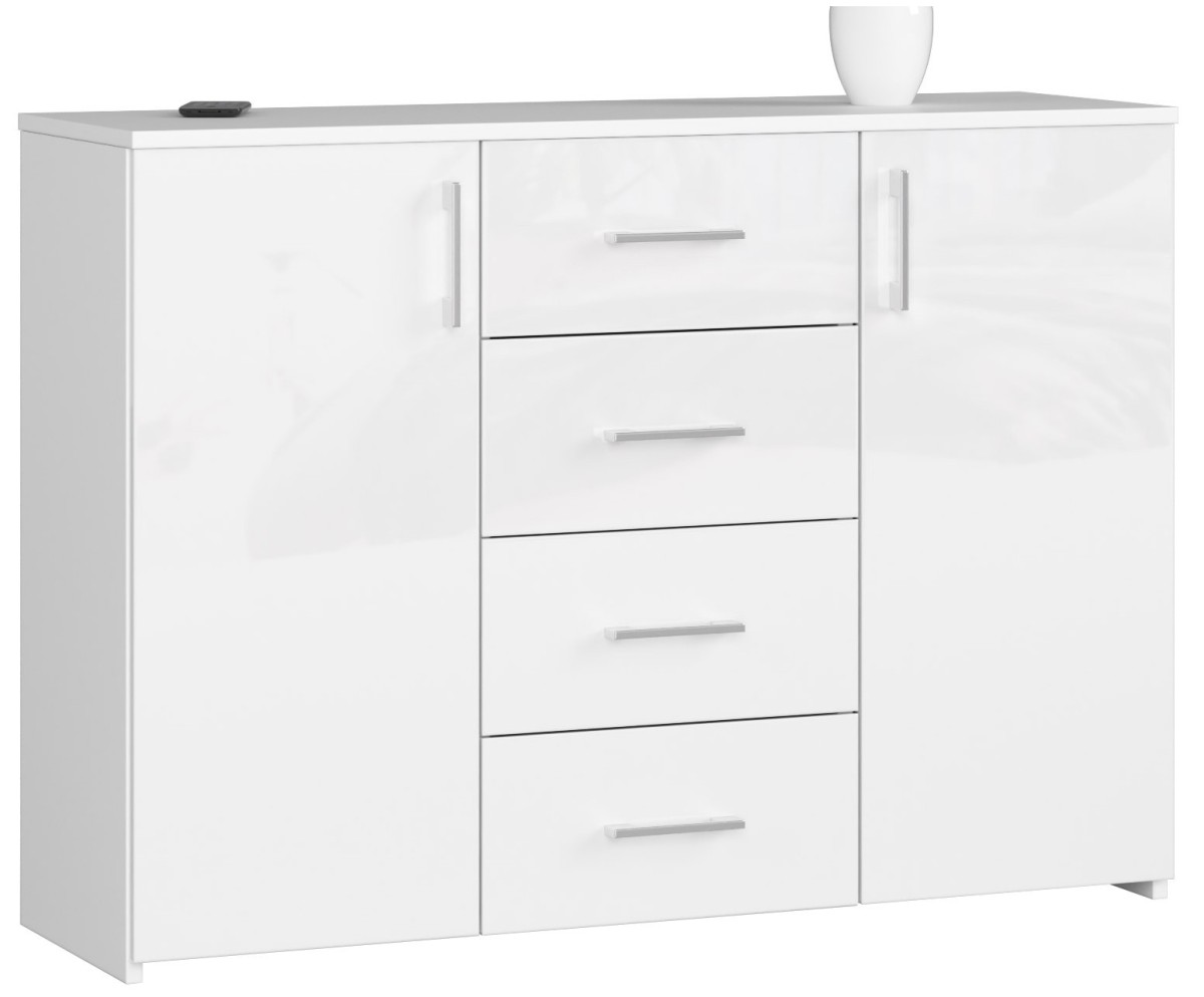 Ak furniture Komoda Torvi K 110,4 cm bílá lesklá