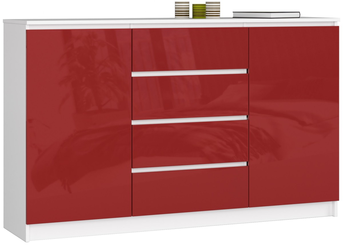 Ak furniture Komoda Tove K 160,4 cm bílá/červená lesklá