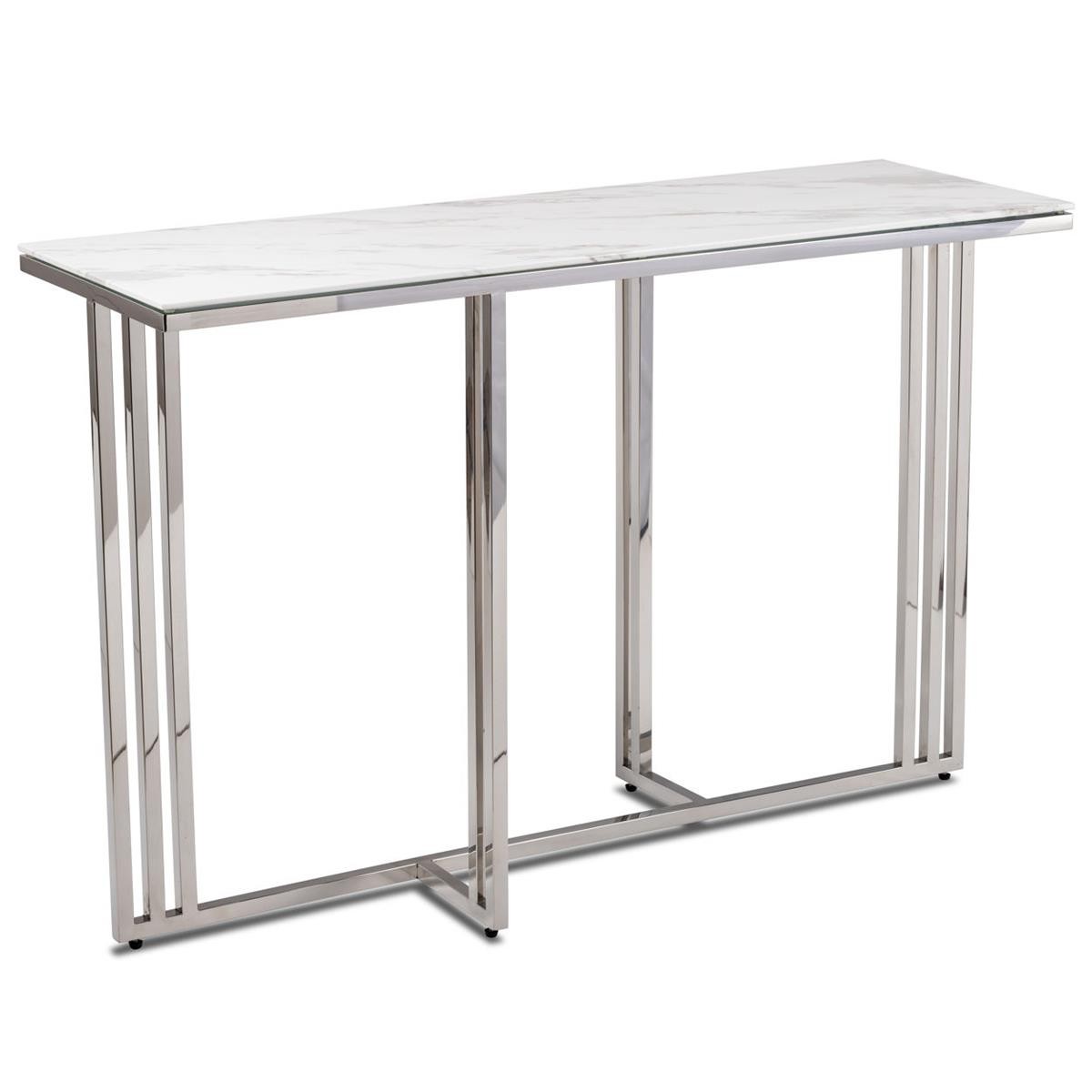 DekorStyle Konzolový stolek AMAGAT 120 cm stříbrný/bílý mramor