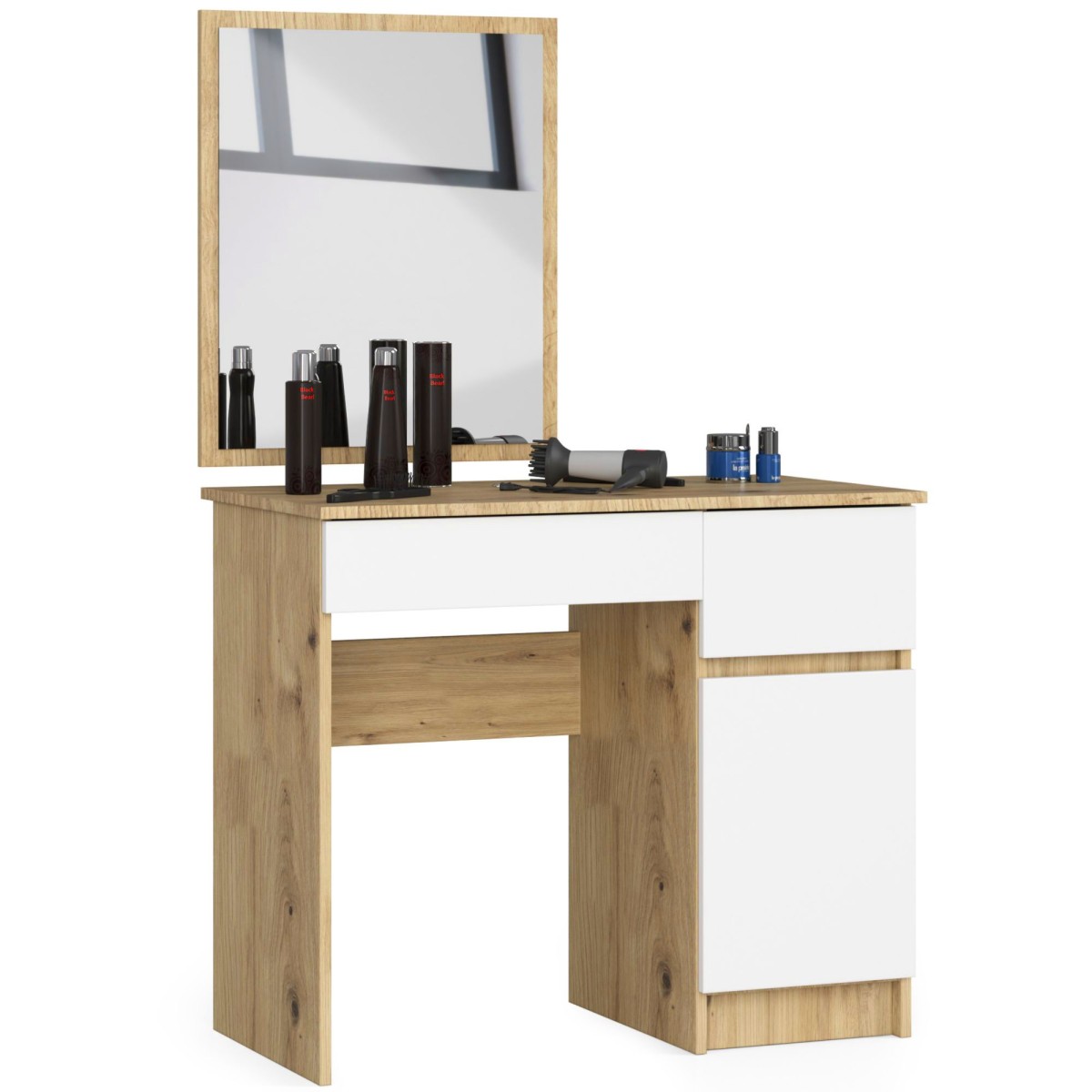 Ak furniture Kosmetický stolek se zrcadlem P-2/SL dub artisan/bílý  pravý