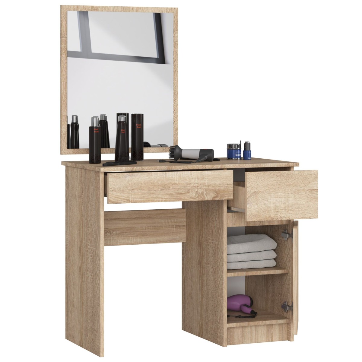 Ak furniture Kosmetický stolek se zrcadlem P-2/SL dub sonoma pravý