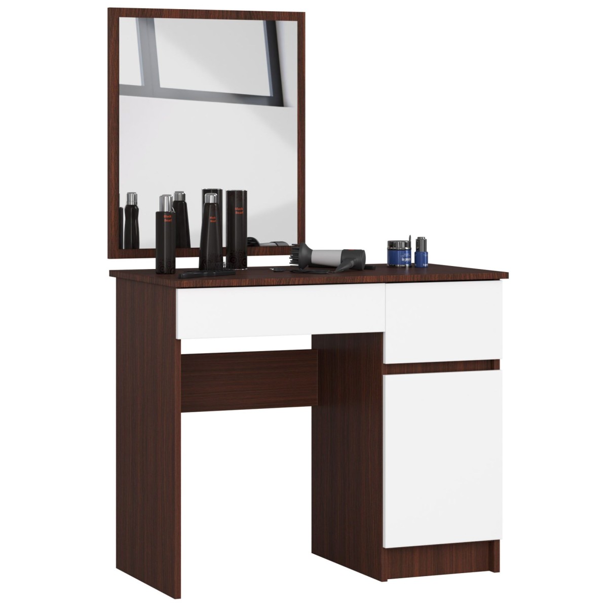 Ak furniture Kosmetický stolek se zrcadlem P-2/SL dub wenge / bílý pravý