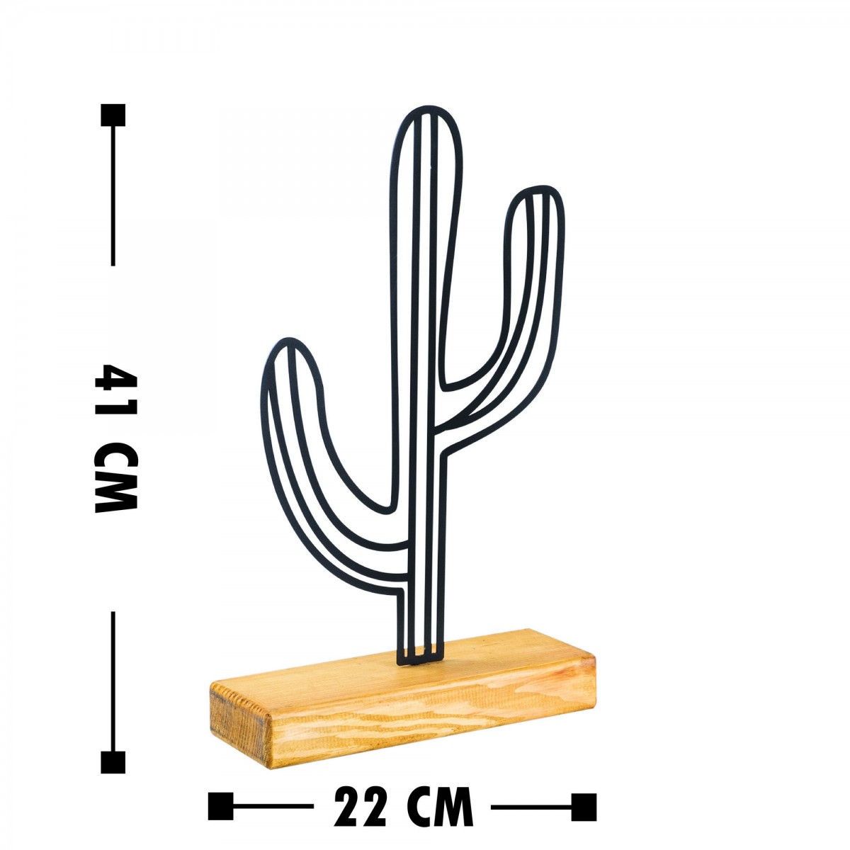 Hanah Home Kovová dekorace Cactus 41 cm černá