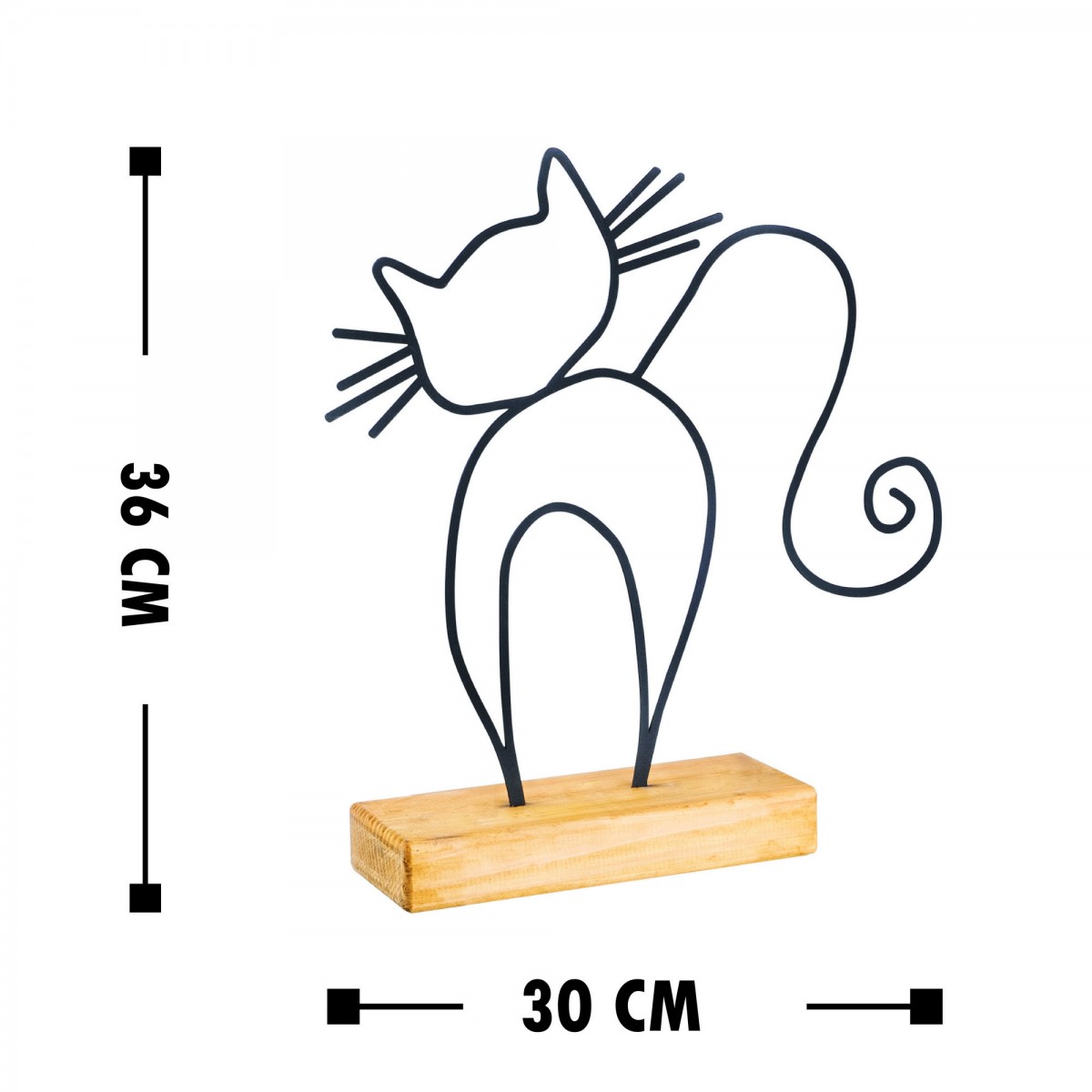 Hanah Home Kovová dekorace Cat 36 cm černá