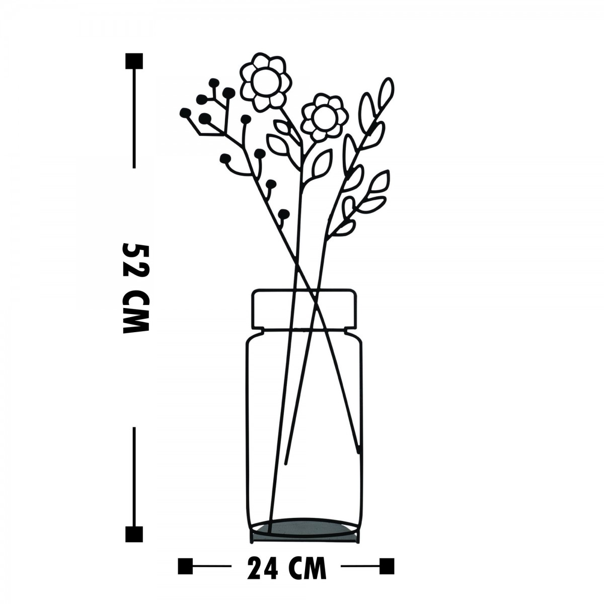 Hanah Home Kovová dekorace Flowerpot IX 52 cm černá