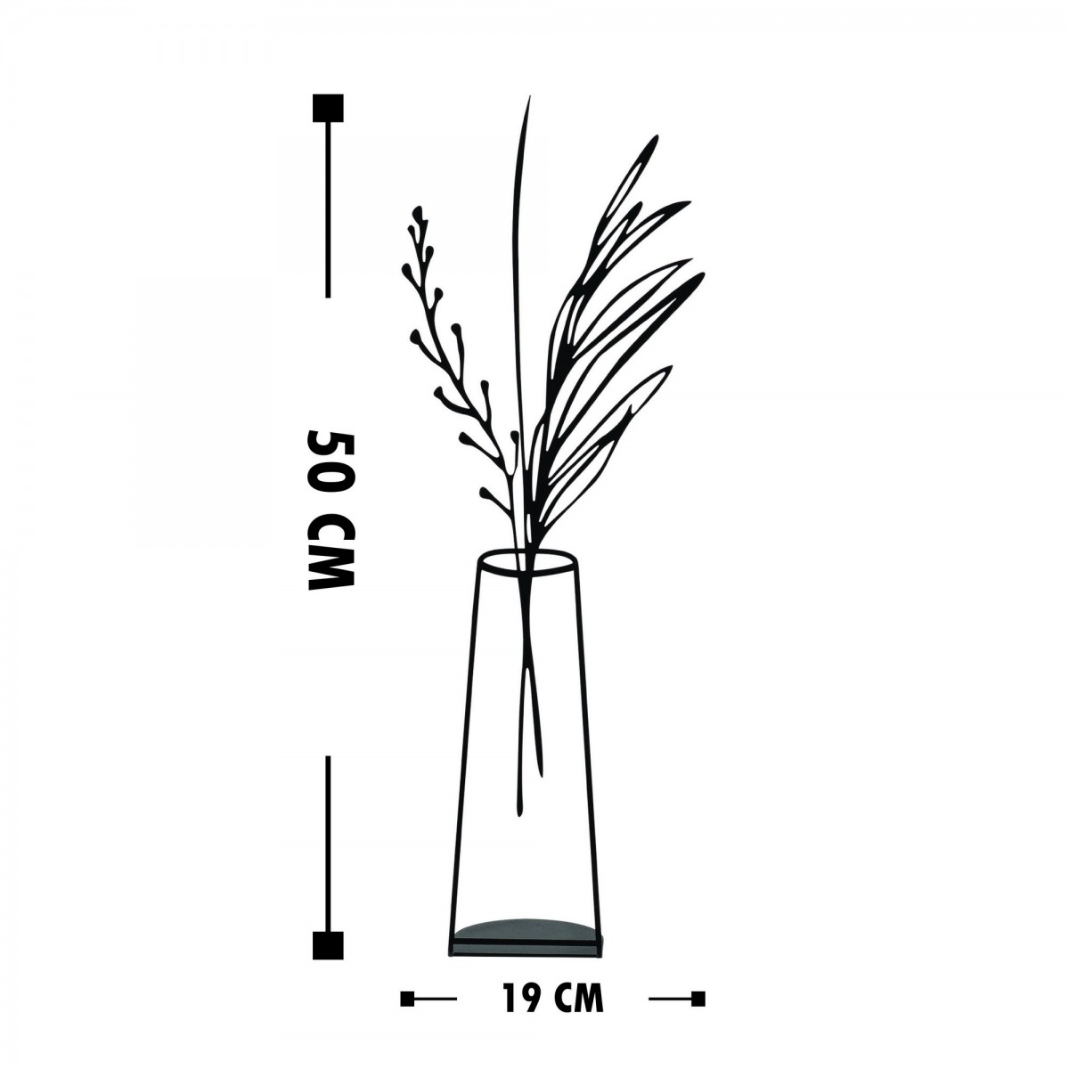 Hanah Home Kovová dekorace Flowerpot V 50 cm černá