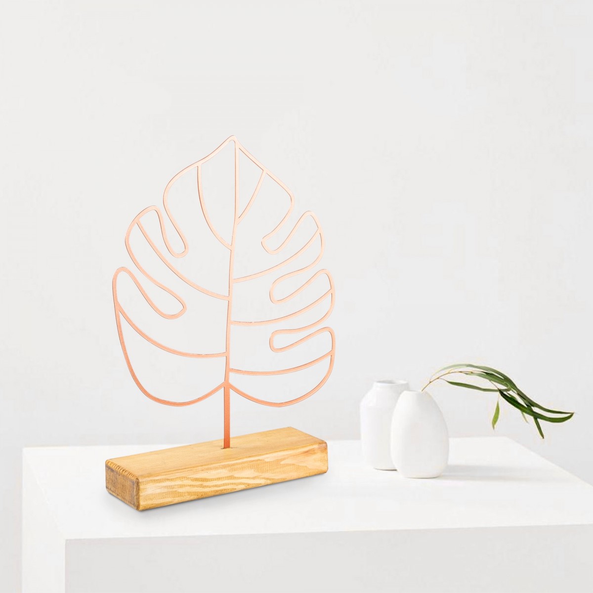 Hanah Home Kovová dekorace Large Leaf 41 cm měděná