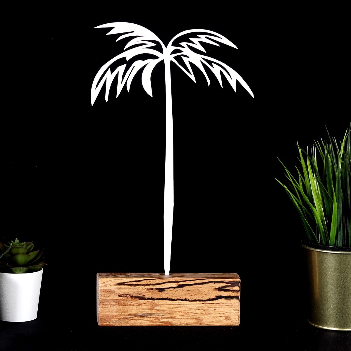 Hanah Home Kovová dekorace Palm 35 cm bílá