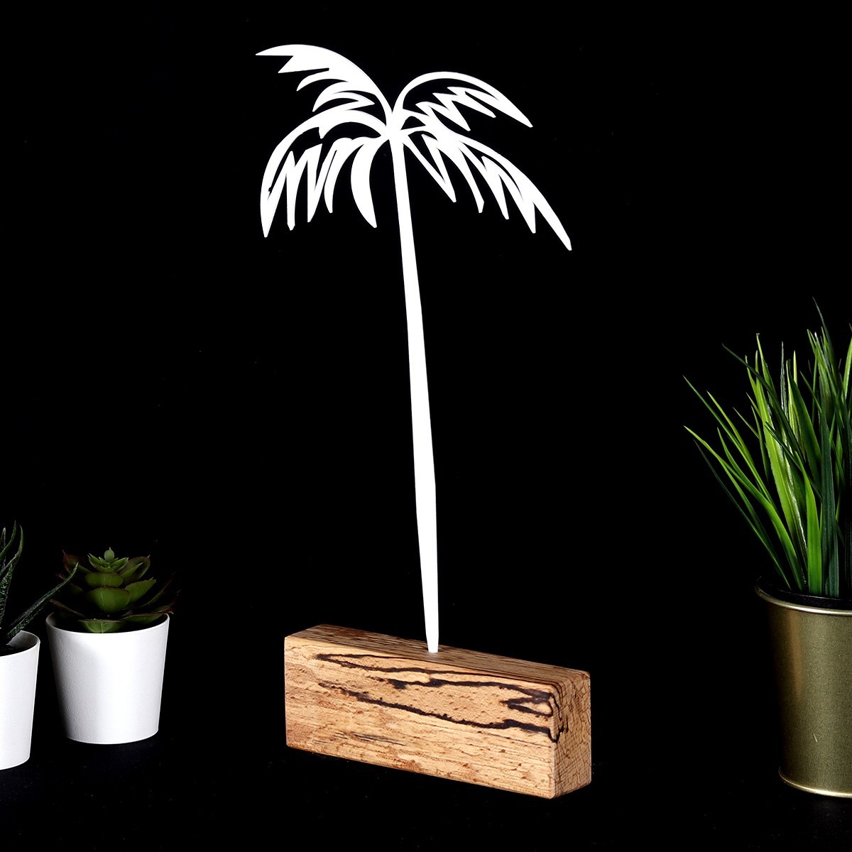 Hanah Home Kovová dekorace Palm 35 cm bílá