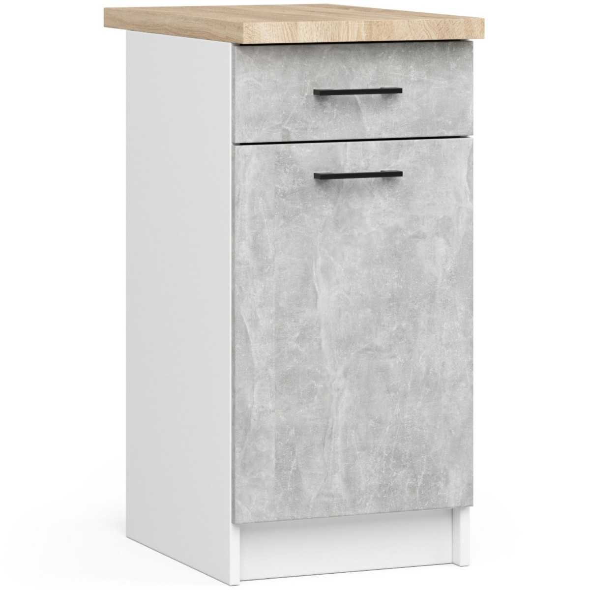 Ak furniture Kuchyňská skříňka Olivie S 40 cm 1D 1S bílá/beton/dub sonoma