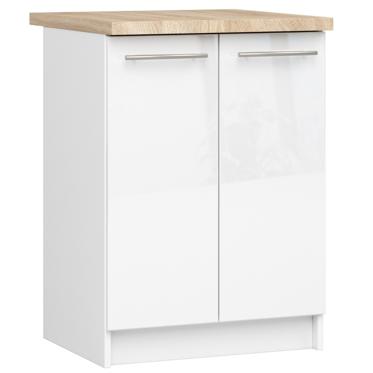 Ak furniture Kuchyňská skříňka Olivie S 60 cm 2D bílá/bílý lesk/dub sonoma