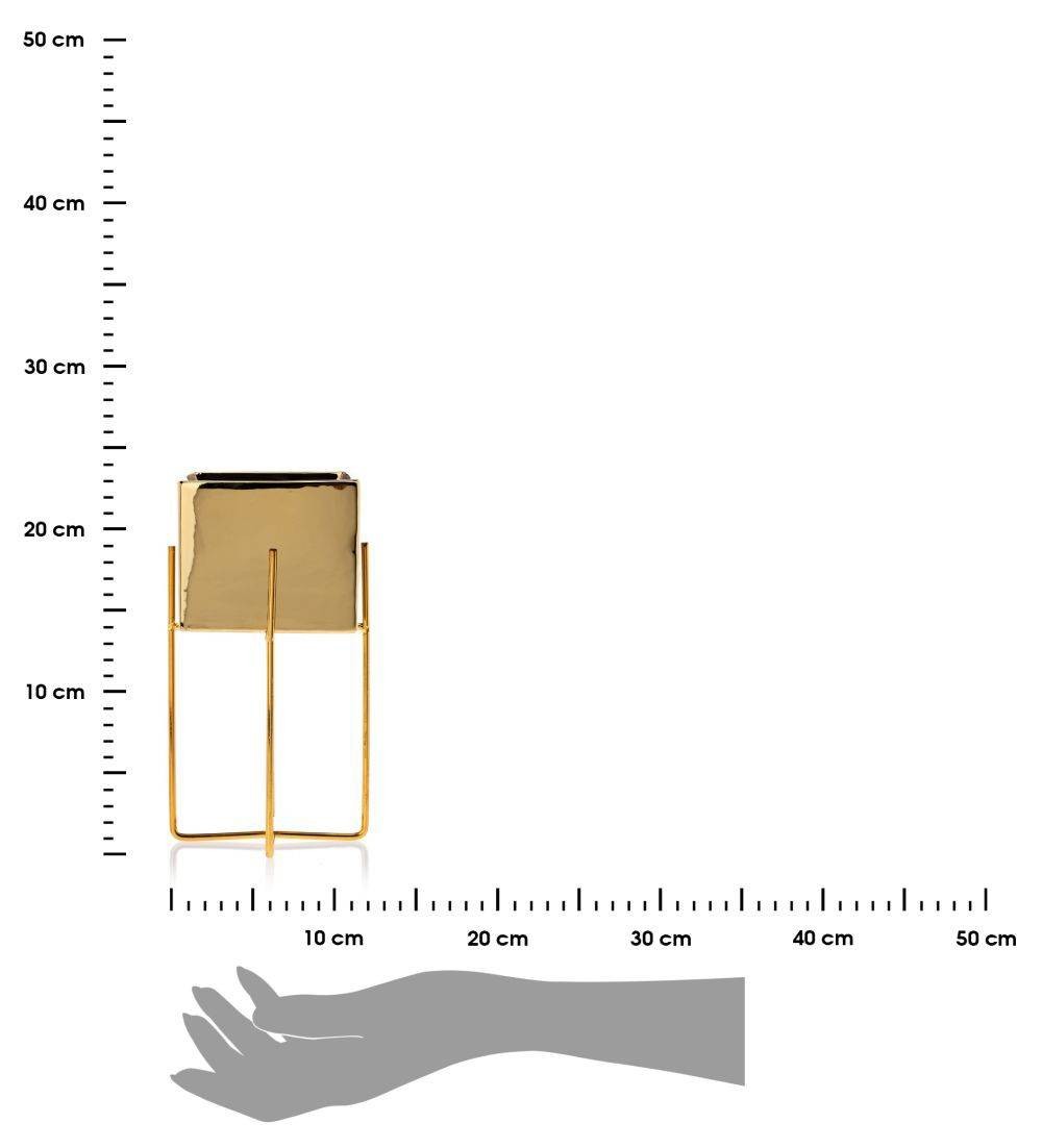 DekorStyle Květináč na stojanu Mizu 23 cm zlatý