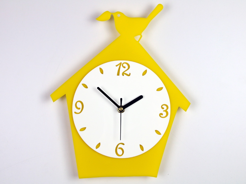 ModernClock Nástěnné hodiny Birdie žluté