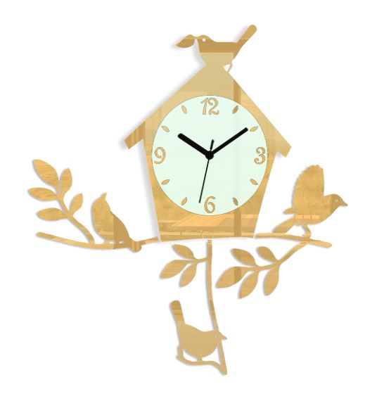 ModernClock Nástěnné hodiny Birds zlaté