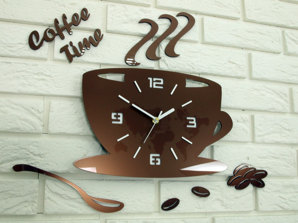 ModernClock Nástěnné hodiny Coffe měděné