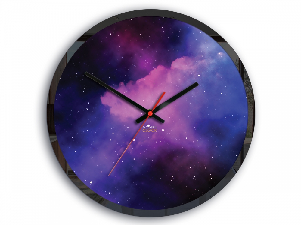ModernClock Nástěnné hodiny Galaxy fialové