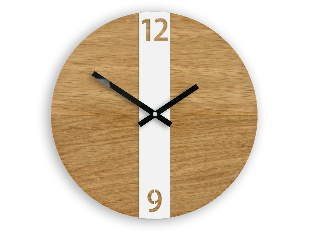 ModernClock Nástěnné hodiny Oak Belt hnědo-bílé