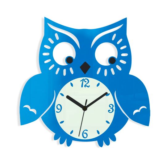 ModernClock Nástěnné hodiny Owl modré