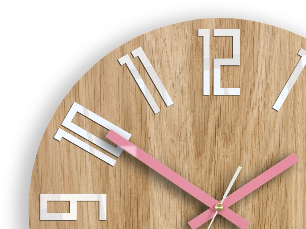 ModernClock Nástěnné hodiny Slim Mit hnědo-růžové