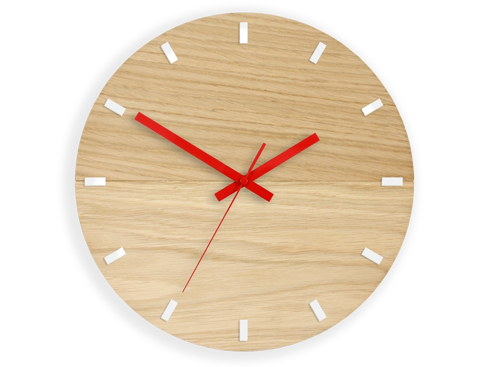 ModernClock Nástěnné hodiny Solo Wood hnědo-červené