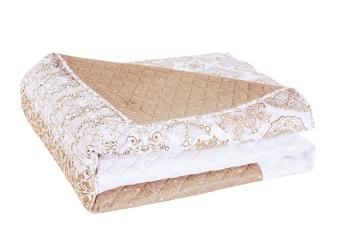 Oboustranný přehoz na postel DecoKing Alhambra béžový/bílý, velikost 260x280