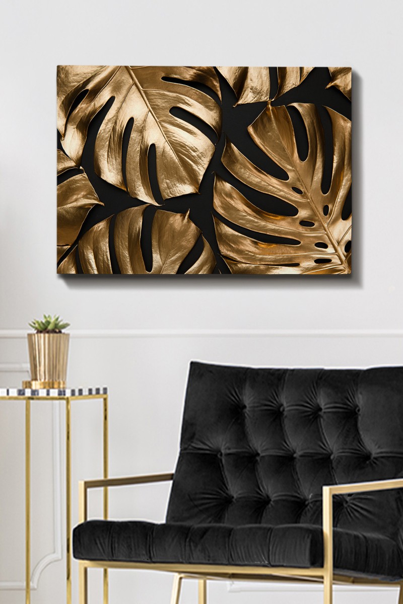 Wallity Obraz GOLDEN MONSTERA 70 x 100 cm