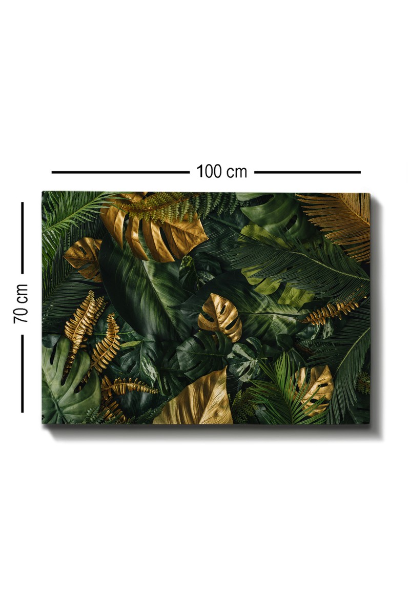 Wallity Obraz GREEN AND GOLD LEAVES 70 x 100 cm