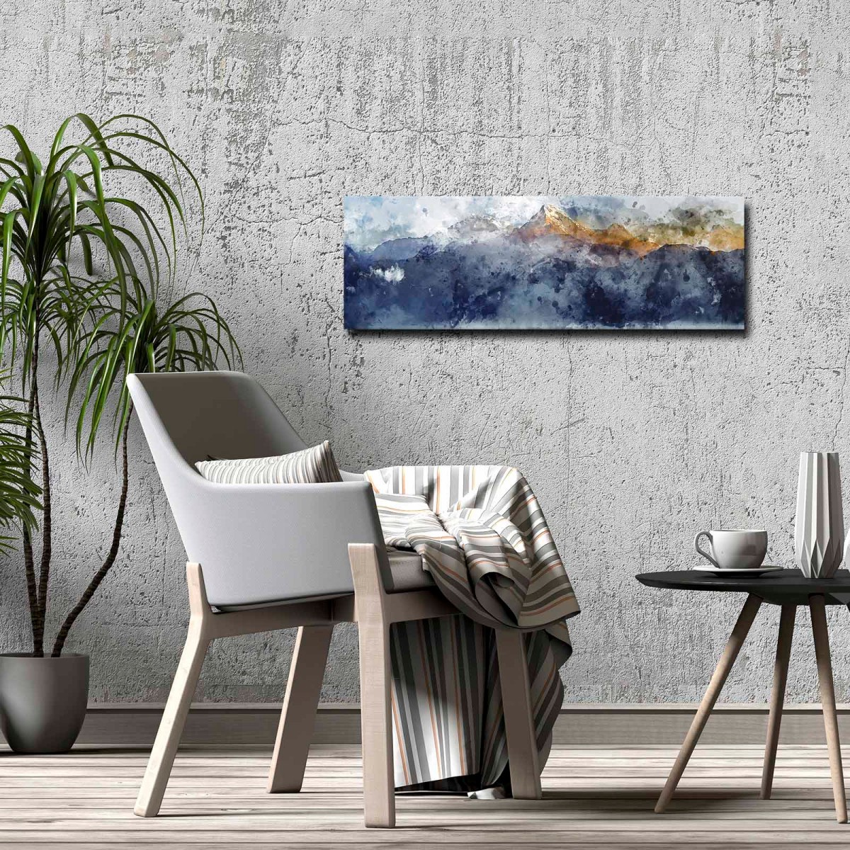 Wallity Obraz LUANA 30x 90 cm tmavě modrý