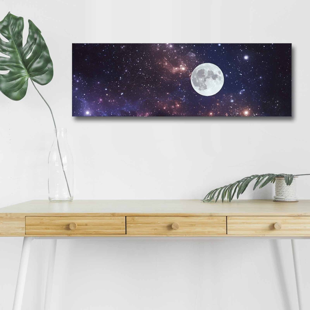 Wallity Obraz s LED osvětlením MĚSÍC NA NOČNÍM NEBI 30 x 90 cm