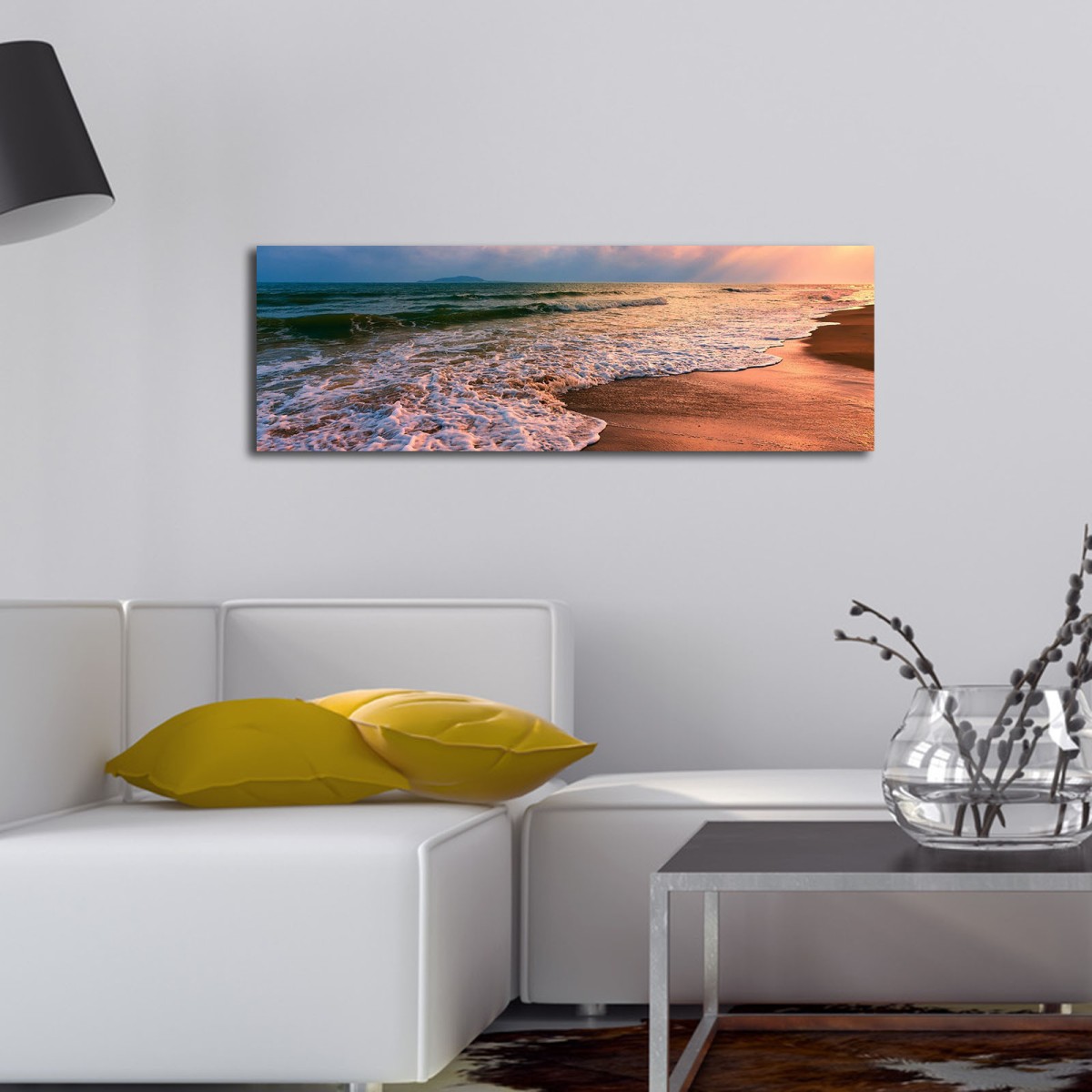 Wallity Obraz s LED osvětlením ZÁPAD SLUNCE U MOŘE 72  30 x 90 cm