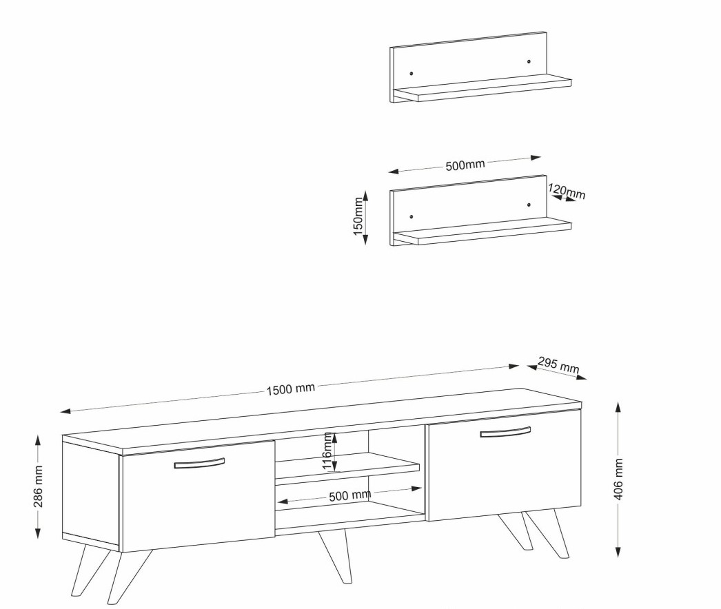 Kalune Design Obývací stěna AYDEN 150 cm bílá/ořech