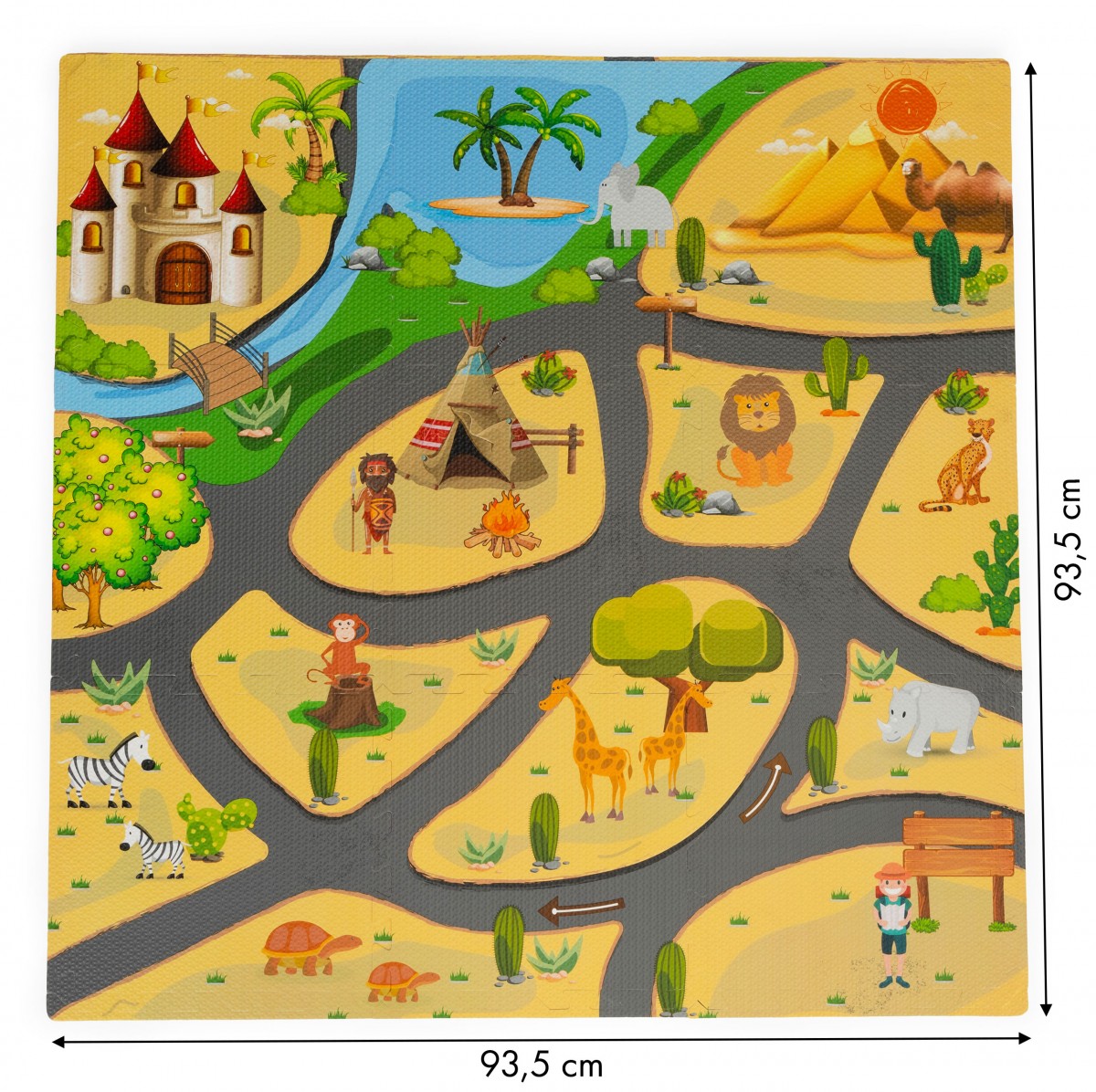 ECOTOYS Pěnová podložka Puzzle safari 93x93 cm barevná
