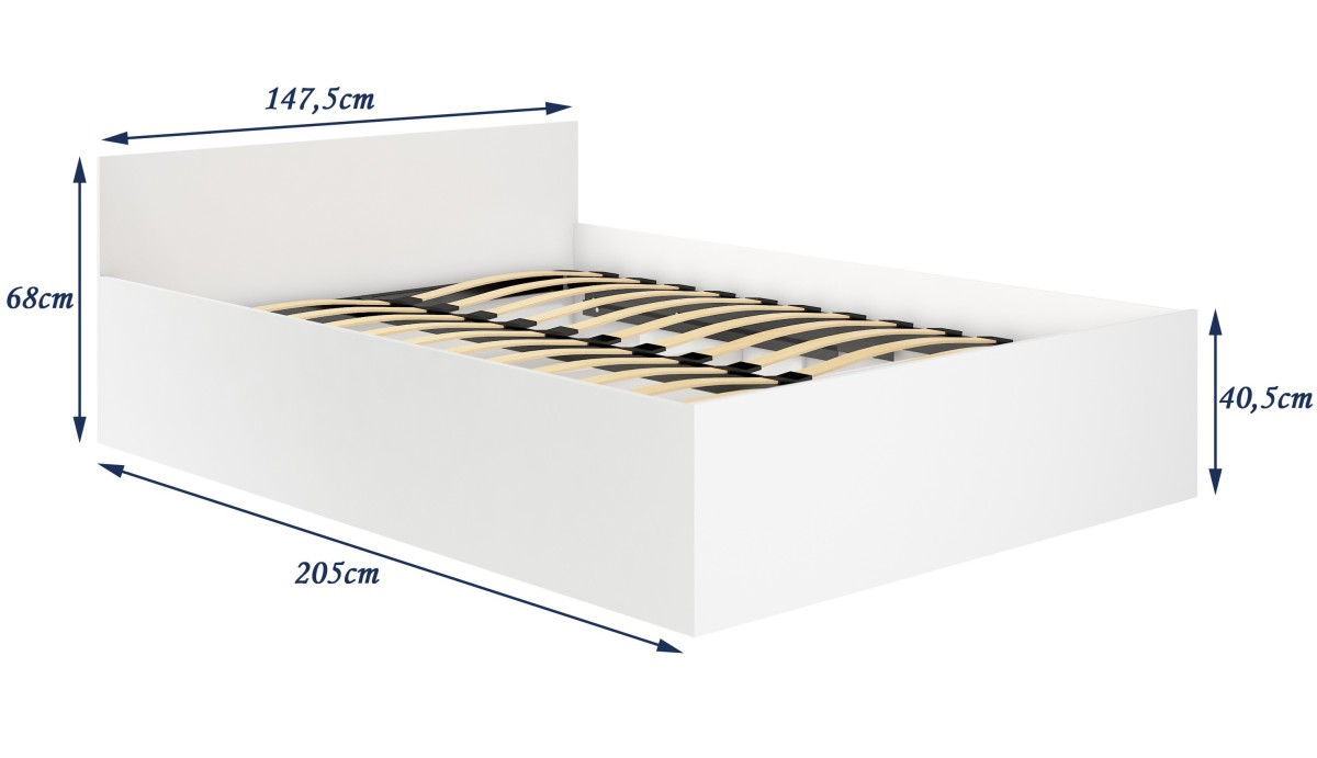 Ak furniture Postel CLP 140x200 cm dvoulůžko s roštem bílé