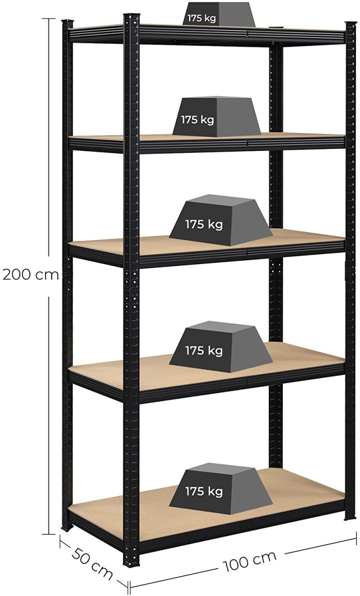 SONGMICS Regál Wera 100x200 cm černý