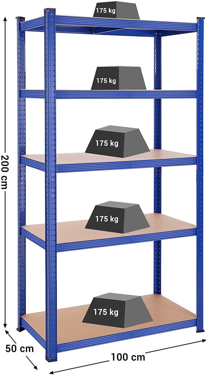 SONGMICS Regál Wera 100x200 cm modrý